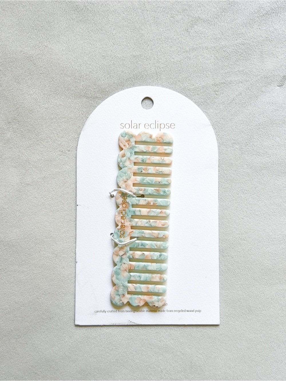 Solar Eclipse Marble Resin Hair Comb — Mint & Peach